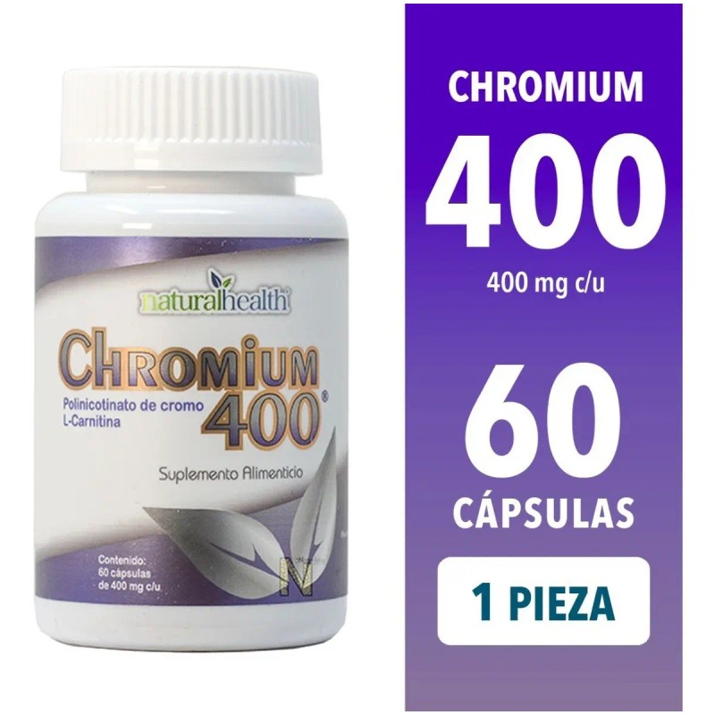 Chromium 400 Cromo Naturalhealth Cápsulas Sabor Natural