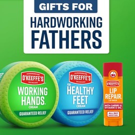 O'Keeffe's Giftbox incluye reparación de labios con barra de aceite de cereza y vitamina E, tarro de manos de trabajo y tarro de pies saludables, idea de regalo