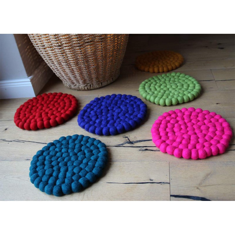 Maharanis Felt Coaster Pot Coaster Apple Green 22 cm Handmade