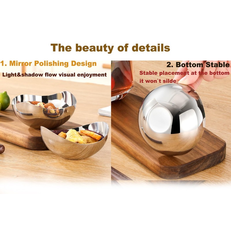 TDYBASE 304 Stainless Steel Modern Oval Serving Bowl, Fruit, Salad,