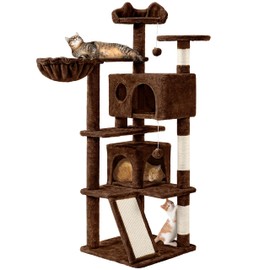 Topeakmart 57in Height Cat Tree Condo Multi-Level Kitten Tower Cat House Furniture