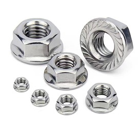 1/2"-13 Serrated Flange Nuts 10 Pack 304 Stainless Steel Hex Lock Nuts Full Thread for Industrial Construction Fasteners