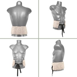 Organic Spelt Cushion 7 Chamber with Ribbon, 65 x 15 Organic Fabric "Dots" - Heat Belt, Long Cushion for Tying Back