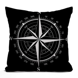 Tomda Compass Rose Farmhouse Cushion Cover 45x45cm 18x18 Inch Home Decor Cotton Linen Throw Pillow Case Pillow Cover for Sofa Couch