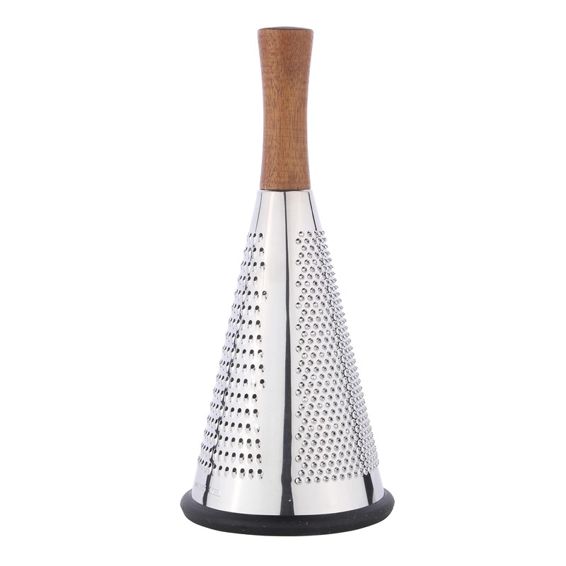 Cone Cheese Grater with Handle Stainless Steel Triple Function Wood