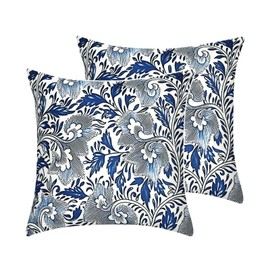 Musihy Decorative Cushion 40 x 40 cm, Set of 2 Cushion Covers, Blue, Paisley Pattern, Decorative Cushion Covers for Sofa Bed, Garden, Outdoor, Spring Decor, Dark Blue