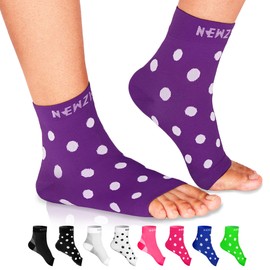 NEWZILL Plantar Fasciitis Socks with Arch Support, BEST 24/7 Foot Care Compression Sleeve, Eases Swelling & Heel Spurs, Ankle Brace Support, Increases Circulation (XXL, Purple with White Polka Dots)
