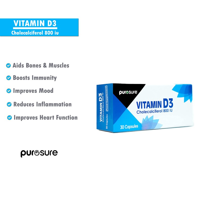PuroSure Vitamin D3 800 IU - 90 Capsules - 3