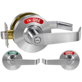 Commercial Grade Privacy Indicator Lever Lock - Satin Chrome Occupied Door Lock, Bathroom Door Handle in-Used or Vacant, Bathroom Lock for Public Restrooms Including Office, Hospitals, Gym, Warehouse