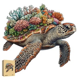 Wooden Puzzle Adults, Sea Turtle Unique Wooden Puzzle, Animal Shape Wooden Puzzle with Gift Box, 146 Pieces, M - 29.4 x 28.6 cm