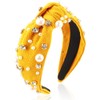 AHONEY Pearl Headband Knotted Headband for Women Girls, Rhinestone Top