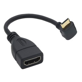 Tivid Mini HDMI a HDMI Adaptador de ángulo recto de 15 cm Mini HDMI a HDMI Adaptador de ángulo recto de 90 grados Mini HDMI Macho a HDMI Hembra Adaptador de Cable Conector Soporte 1080P Full HD, 3D