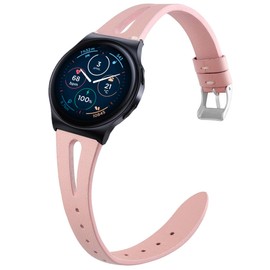 Compatible for Moto Watch 120 Band, 18mm, 20mm, 22mm Slim Vintage Leather Strap Replacement for Women, Man, Wristband Accessories Compatible for Moto 40, 70, 100, 120, 360 3rd Gen 2020 Smartwatch (22mm size band, Pink)