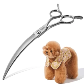 FOGOSP Professional 45°Curved Grooming Scissors for Dogs 7.0 in Big Arc Curved Shears for Professional Groomer Japan VG10 High-carbon Steel Right Hand Matte