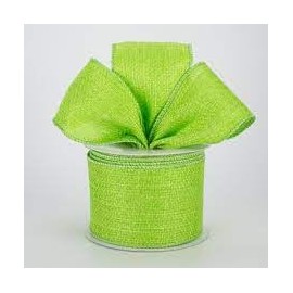 Royal Faux Burlap Wired Ribbon: Lime Green - 2.5 Inches x 10 Yards