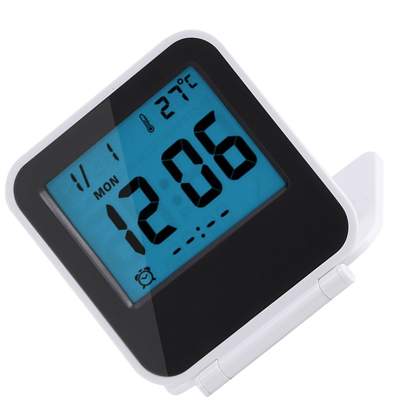 Portable Foldable Tabletop Travel Digital Alarm Clock with Temperature Calendar