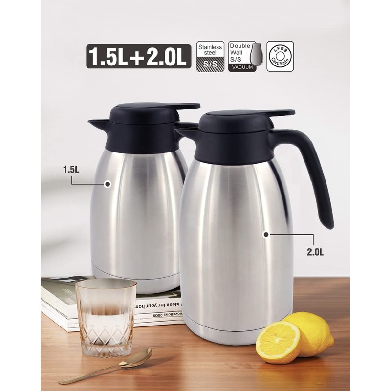 TRINKBASIS Insulated Jug 1.5 L - Double-Walled Stainless Steel Thermos