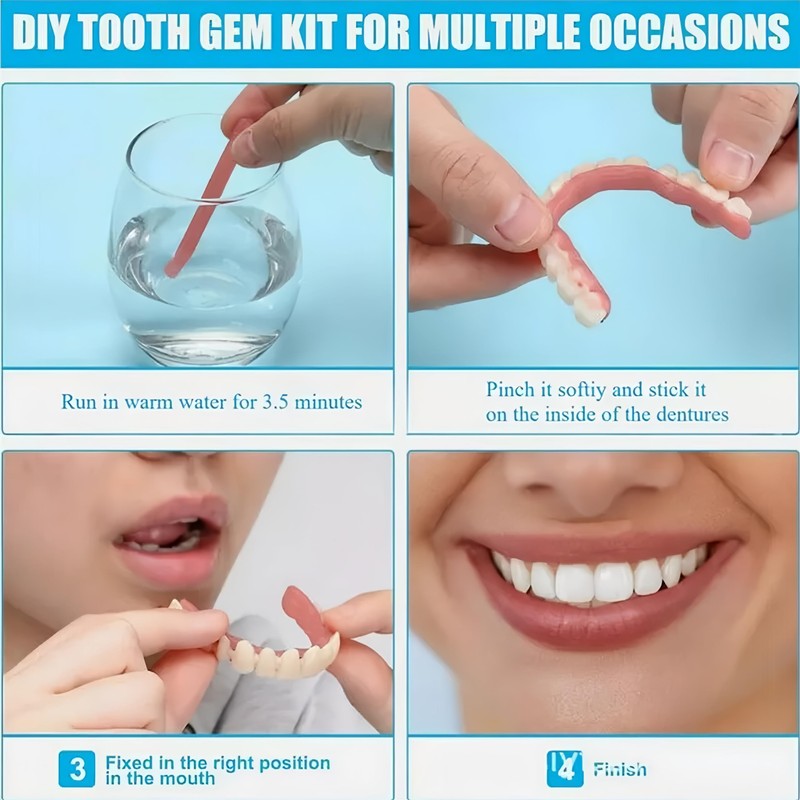 1 Pair of Denture Repair Kit,False Teeth Set,Clip in Veneers