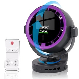 Ark miido Portable Fan with Clip Battery Operated USB Rechargeable Quiet with Digital Display 100 Speeds 720° Tilt Ideal for Office, Bedroom, Outdoor & Camping Small Table Fan Black Purple (F80)