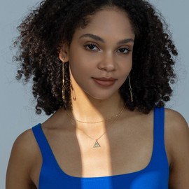 Ldurian Boho Evil Eye Necklace - 14K Gold Plated Dainty Necklace Trendy Tiny Pendant Layering Long Gold Necklace for Women