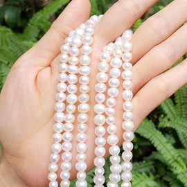 1 Strand Natural A+ Quality Round White Cultured Freshwater Pearl Loose Beads 6-7mm for Jewelry Making ~ 15 Inch fp2-67