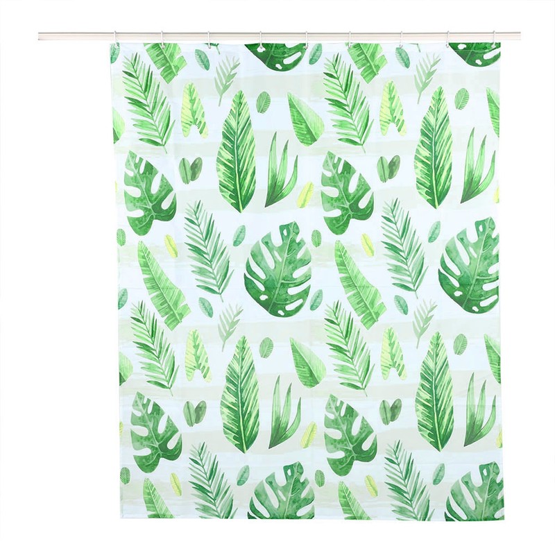 Unique Plant Leaves Pattern Shower Curtain Waterproof Mildew Proof Bathroom
