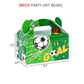 VGOODALL 16PCS Party Gift Boxes, Soccer Party Favor Treat Boxes Soccer Theme Party Supplies Cardboard Box for Kids Soccer Sports Theme Birthday Decoration 6.1"x 3.5" x 3.3"