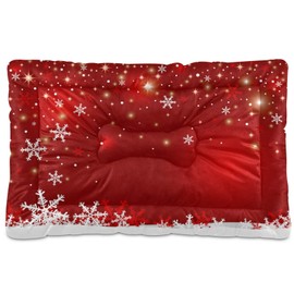 Blueangle Christmas Snowflakes Pet Bed Soft Crate Mat,Washable Dog Crate Bed Cushion Anti-Slip,Pet Mattress for Small Medium Dogs and Cats Kennel Pad, 36x24inch