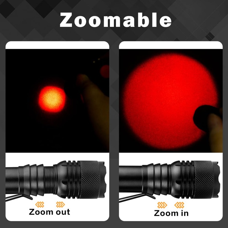 WAYLLSHINE 4 Pack Red Light Flashlight Single Mode Red LED