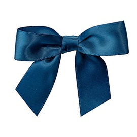 Pack Of 12, 5" Navy Blue Pre-Tied Satin Gift Bows W/6" Twist Ties 1-1/2" Ribbon
