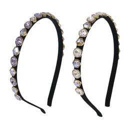 GETACOTA 2 Pcs Rhinestones Headbands for Women Crystal Beaded Thin Hair Hoop Colorful Sparkly Shiny Hair Bands Glitter Fashion Non-slip Hair Accessories for Girl (cry2p_03)