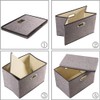 PRANDOM Large Collapsible Storage Bins with Lids [3-Pack] Linen/Cotton Blend