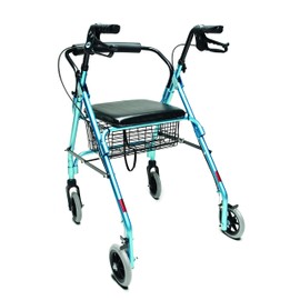 Lumex Walkabout Lite Rollator – Lightweight 14.5 lb. Rolling Walker with Seat for Seniors, Aqua