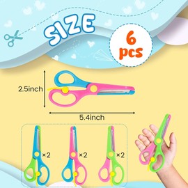 LOVESTOWN Kids Safety Scissors - 6 PCS Blunt Tip School Shears with Comfort Grip & Steel Blades, Anti-Pinch Design for Children's Paper Cutting, Ideal for Art Craft, Toddler Preschool