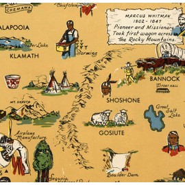 🔴 USA Native American Indian Tribes | Pictorial Map Wall Poster (23"x35")