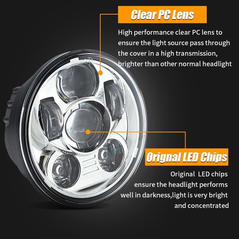 Lusgwufad 5-3/4 5.75 inch LED Motorcycle Headlight for Harley Davidson