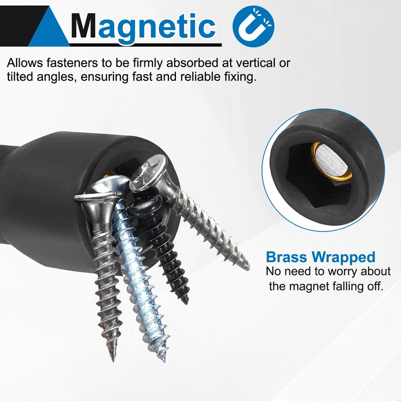 HARFINGTON 5pcs Nut Driver Drill Bit Set 3/8,7/16,9/32,11/32,1/2 Inch Socket