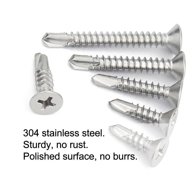 50 Pcs Self Drilling Countersunk Screws, 4.8 x 13mm Phillips