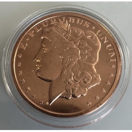 1 oz (AVDP-Unze) .999 fein Kupfer - Kupferprägung "Morgan" in original Lindner Kapsel