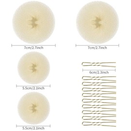 CVNRCLP 4-Pack Blonde Hair Donut Bun Makers Set – Small Bun Rings with 10 Hair Pins for Effortless Updos and Stylish Buns