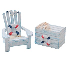 AzsVbvs 2 Pack Wooden Handmade Mini Chair Box Beach Decor Nautical Theme Decoration for Home Office Desk (Starfish)