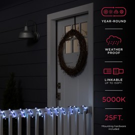 UltraPro LED Rope Lights, 25ft Premium Smoke Black Rope, Cool White Light 5000K, Indoor/Outdoor, Discreet, Elegant, Flexible, Linkable, Durable, Rope Lights Outdoor, 67118