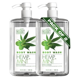 Natural Therapy Body Wash for Women and Men with Hemp & Mint - Shower Gel Cleanses and Moisturizing Skin - With Dead Sea Minerals Nourish for Body, Pack of 2 (67.6 fl.oz)