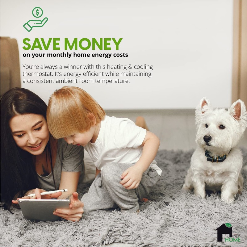 EconoHome Termostato ajustable, termostato universal de calefacción y refrigeración, compatible