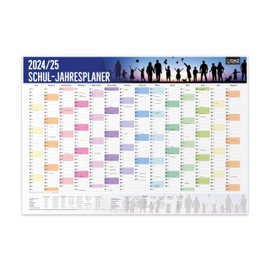 SIGNZ School Calendar 2024 2025, XXL, 98 x 68 cm, incl. Holidays and Holidays, CO2 Neutral, Made in Germany