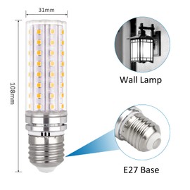 LED Corn Cob E27 12 W, 220-240 V, 1200 lm Cool White 6000 K, Not Dimmable, Replaces 100 W Bulbs, E27 Small Edison LED Corn Cob for Table Lamp/Wall Lamp/Chandelier/Floor Lamp, Pack of 4