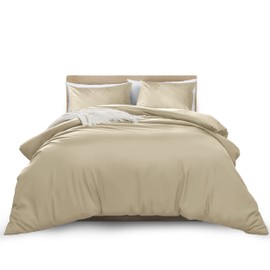 MOONLIGHT20015 Single Duvet Cover Beige Solid Soft Single Bedding Duvet Cover Set with 1 Matching Pillowcase