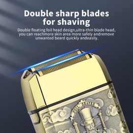 HIENA PRO Professional Foil Shaver for Men, Double Electric Foil Trimmer, Cordless Bald Head Precision Trimmer, Electric Razor, Rechargeable with USB, Gifts for Men (QGM)