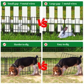 COLRASN 24 Panels Animal Barrier Fence, 1.25" Gap No Dig Fence, 17 in(H) X 26 Ft(L) Rustproof Metal Garden Fences Border Dog Rabbit Blocker, Small Wire Bottom Fencing for Outdoor Yard Patio Black