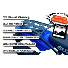 PMRACKS DRZ400 DRZ400S DRZ400SM Rear Luggage Rack (2000-Present) Suzuki DRZ 400 DRZ 400S DRZ 400SM Rack Cargo Accessories
